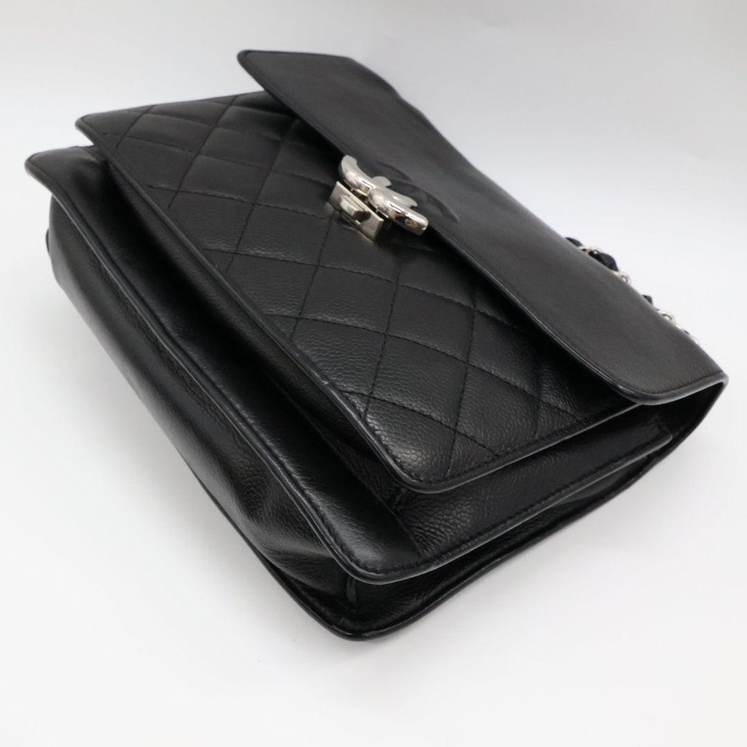 Chanel CC Black Caviar Box Flap Handbag - Lux Central