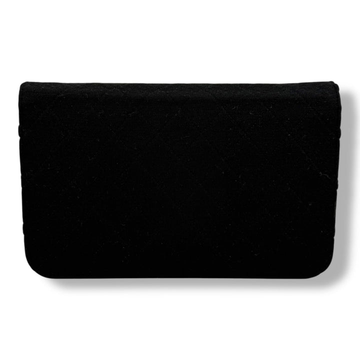 Chanel CC Black Push Lock Single Flap Quilted Cotton Shoulder Handbag - Lux Central