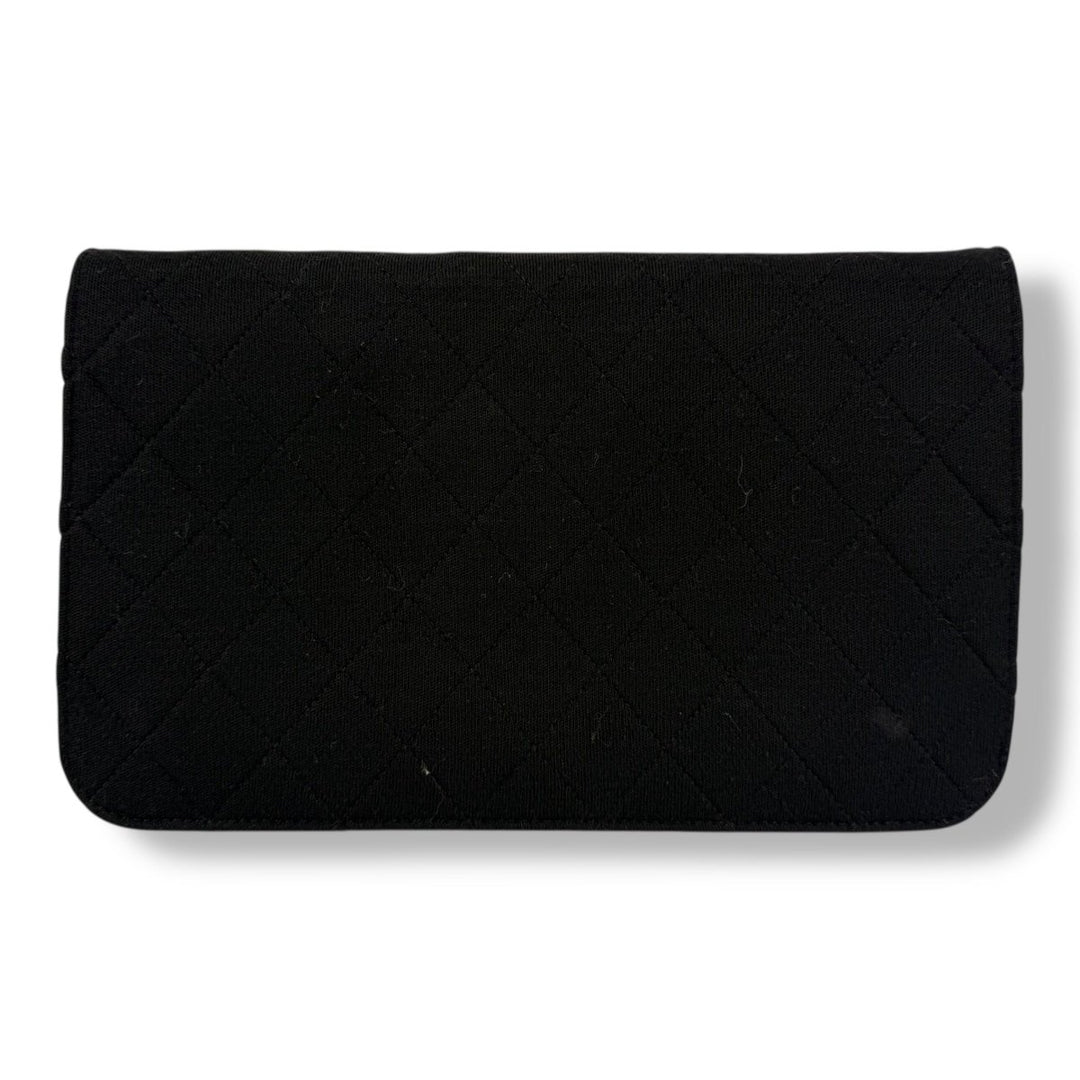 Chanel CC Black Push Lock Single Flap Quilted Cotton Shoulder Handbag - Lux Central