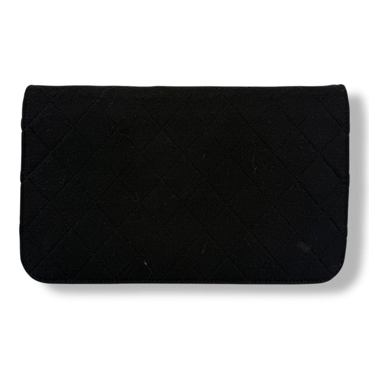 Chanel CC Black Push Lock Single Flap Quilted Cotton Shoulder Handbag - Lux Central