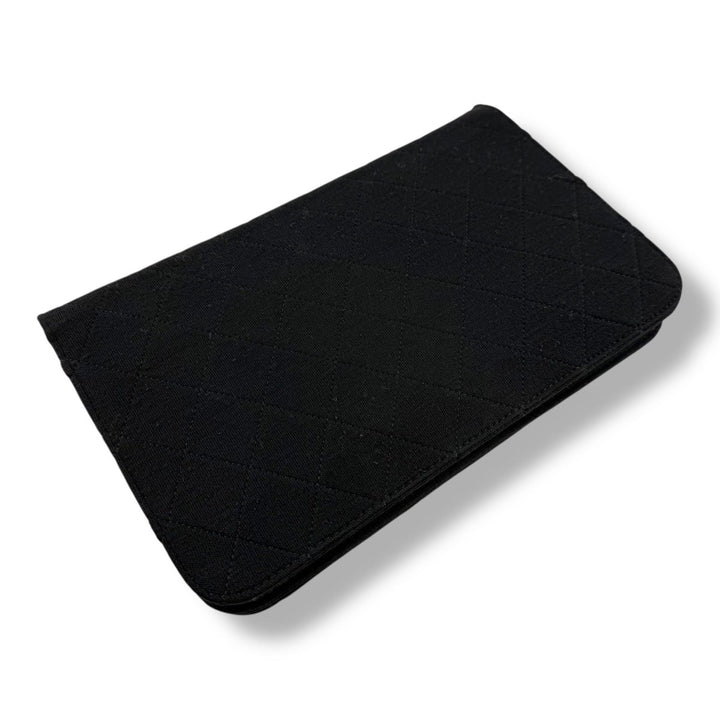 Chanel CC Black Push Lock Single Flap Quilted Cotton Shoulder Handbag - Lux Central