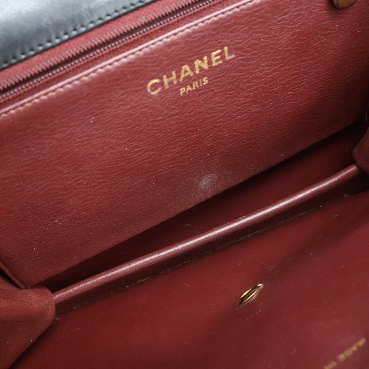 Chanel CC Black Push Lock Single Flap Quilted Lambskin Shoulder Handbag - Lux Central