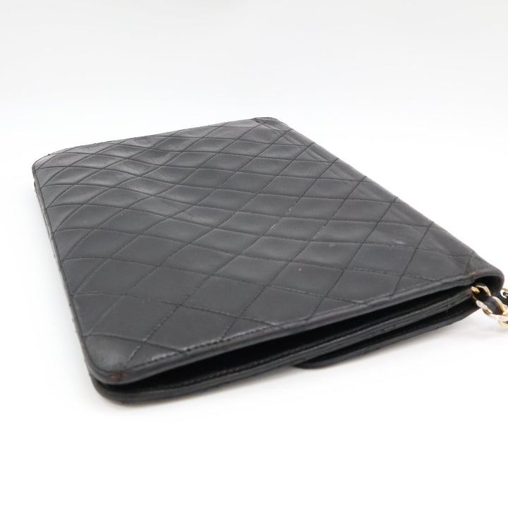 Chanel CC Black Push Lock Single Flap Quilted Lambskin Shoulder Handbag - Lux Central