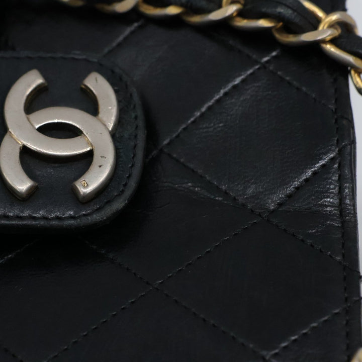 Chanel CC Black Push Lock Single Flap Quilted Lambskin Shoulder Handbag - Lux Central