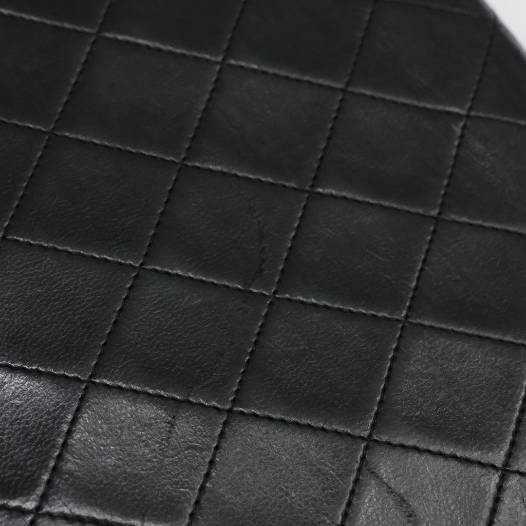 Chanel CC Black Push Lock Single Flap Quilted Lambskin Shoulder Handbag - Lux Central