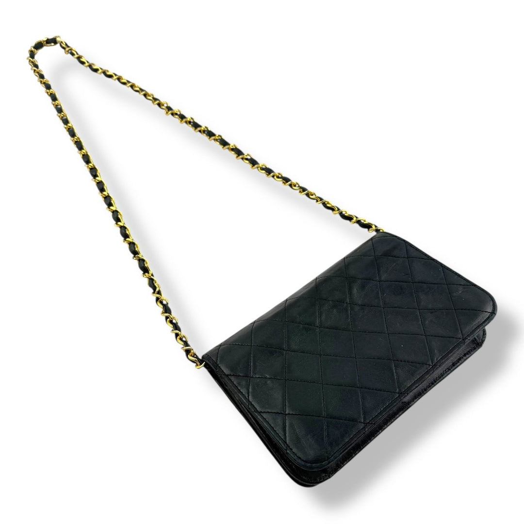Chanel CC Black Push Lock Single Flap Shoulder Handbag - Lux Central