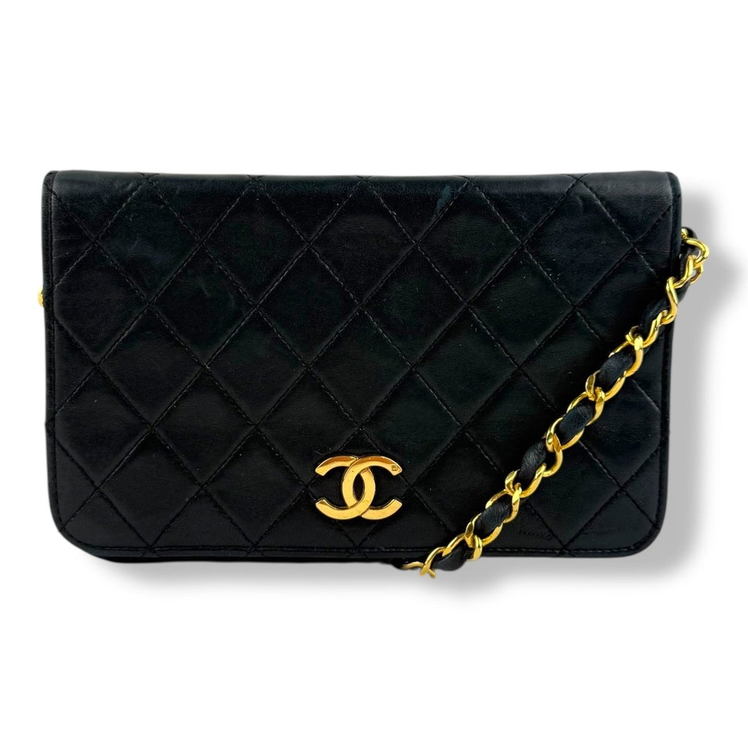 Chanel CC Black Push Lock Single Flap Shoulder Handbag - Lux Central