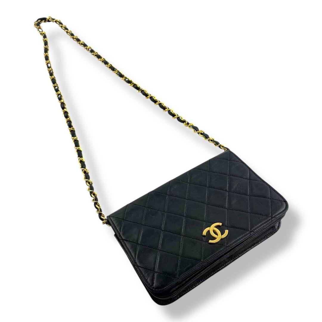 Chanel CC Black Push Lock Single Flap Shoulder Handbag - Lux Central