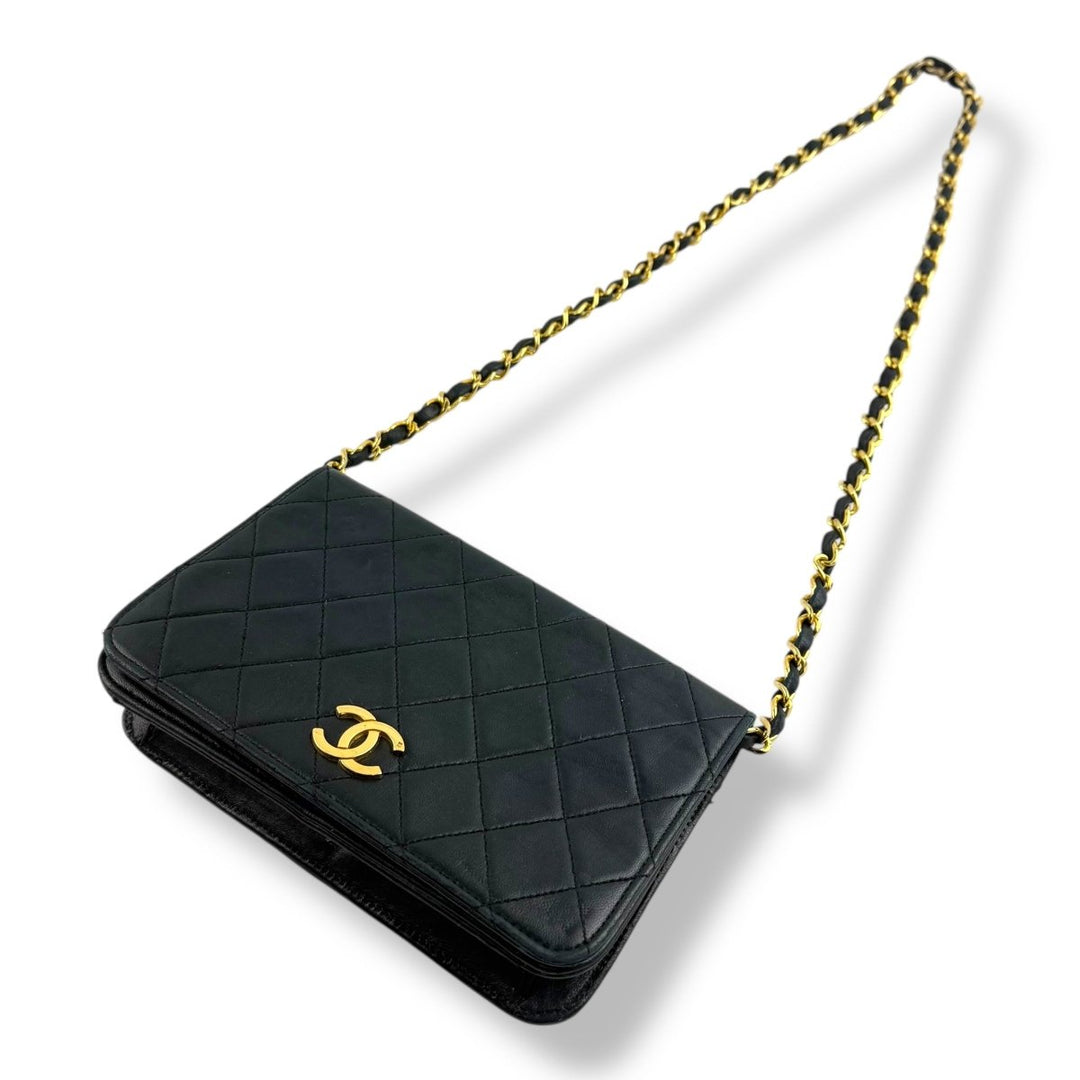 Chanel CC Black Push Lock Single Flap Shoulder Handbag - Lux Central