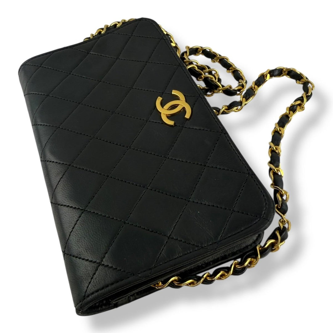Chanel CC Black Push Lock Single Flap Shoulder Handbag - Lux Central