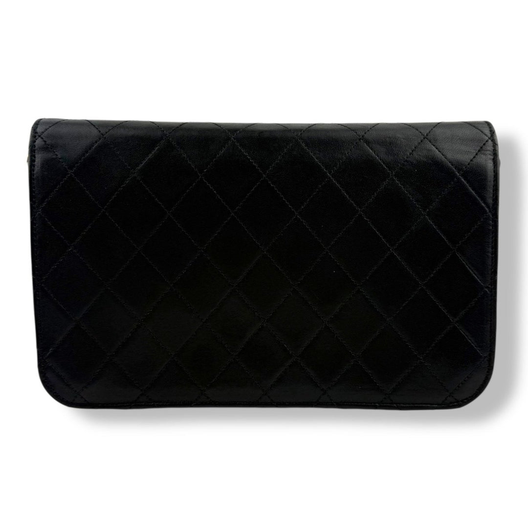 Chanel CC Black Push Lock Single Flap Vintage Shoulder Handbag - Lux Central