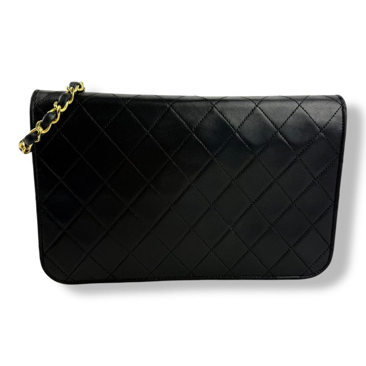 Chanel CC Black Push Lock Single Flap Vintage Shoulder Handbag - Lux Central