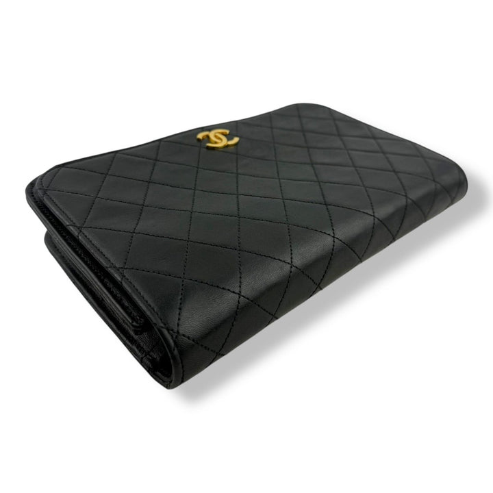 Chanel CC Black Push Lock Single Flap Vintage Shoulder Handbag - Lux Central