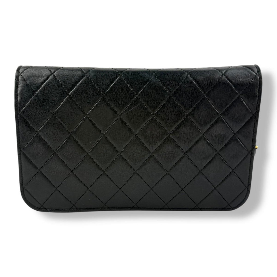 Chanel CC Black Push Lock Single Flap Vintage Shoulder Handbag - Lux Central
