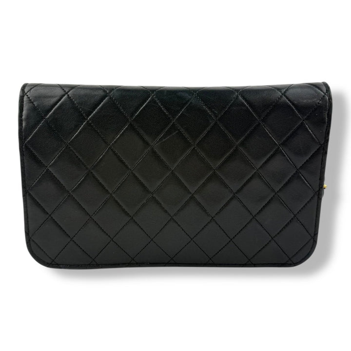 Chanel CC Black Push Lock Single Flap Vintage Shoulder Handbag - Lux Central