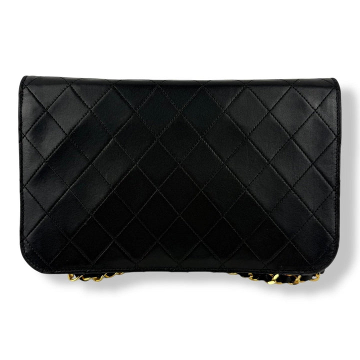 Chanel CC Black Push Lock Single Flap Vintage Shoulder Handbag - Lux Central