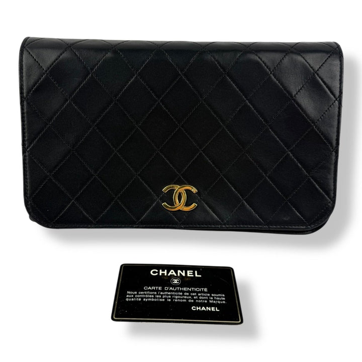 Chanel CC Black Push Lock Single Flap Vintage Shoulder Handbag - Lux Central
