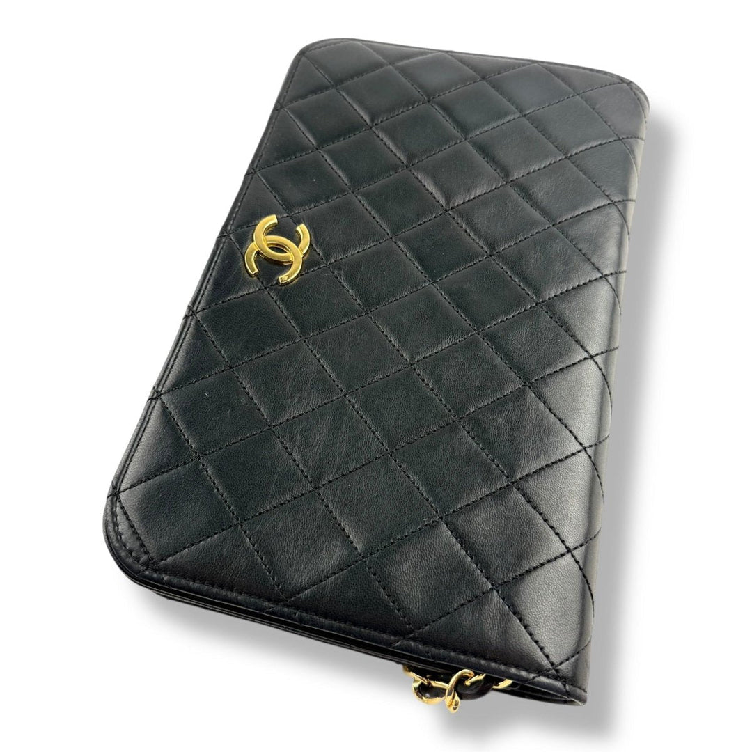 Chanel CC Black Push Lock Single Flap Vintage Shoulder Handbag - Lux Central