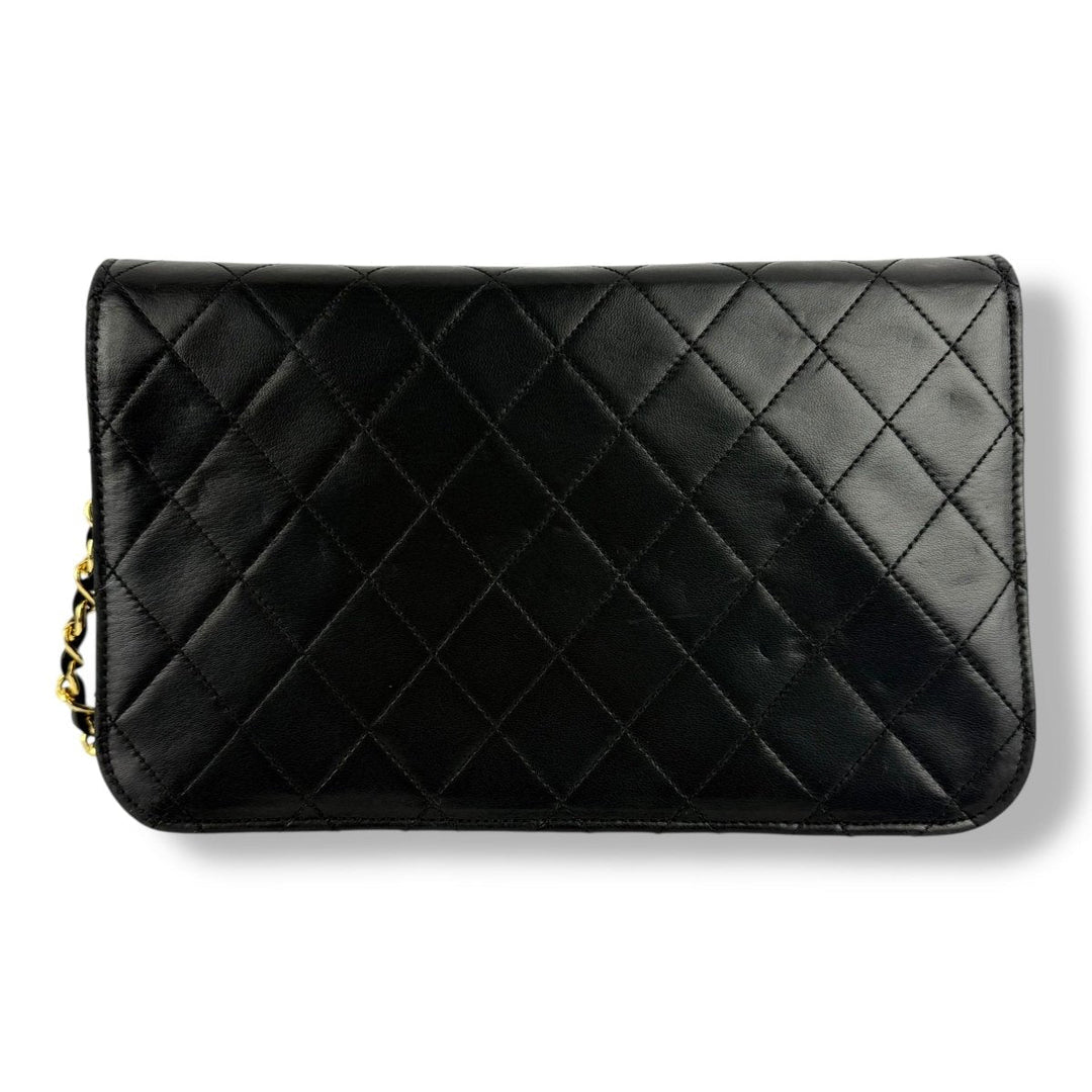 Chanel CC Black Push Lock Single Flap Vintage Shoulder Handbag - Lux Central