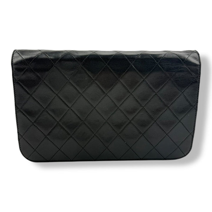 Chanel CC Black Push Lock Single Flap Vintage Shoulder Handbag - Lux Central