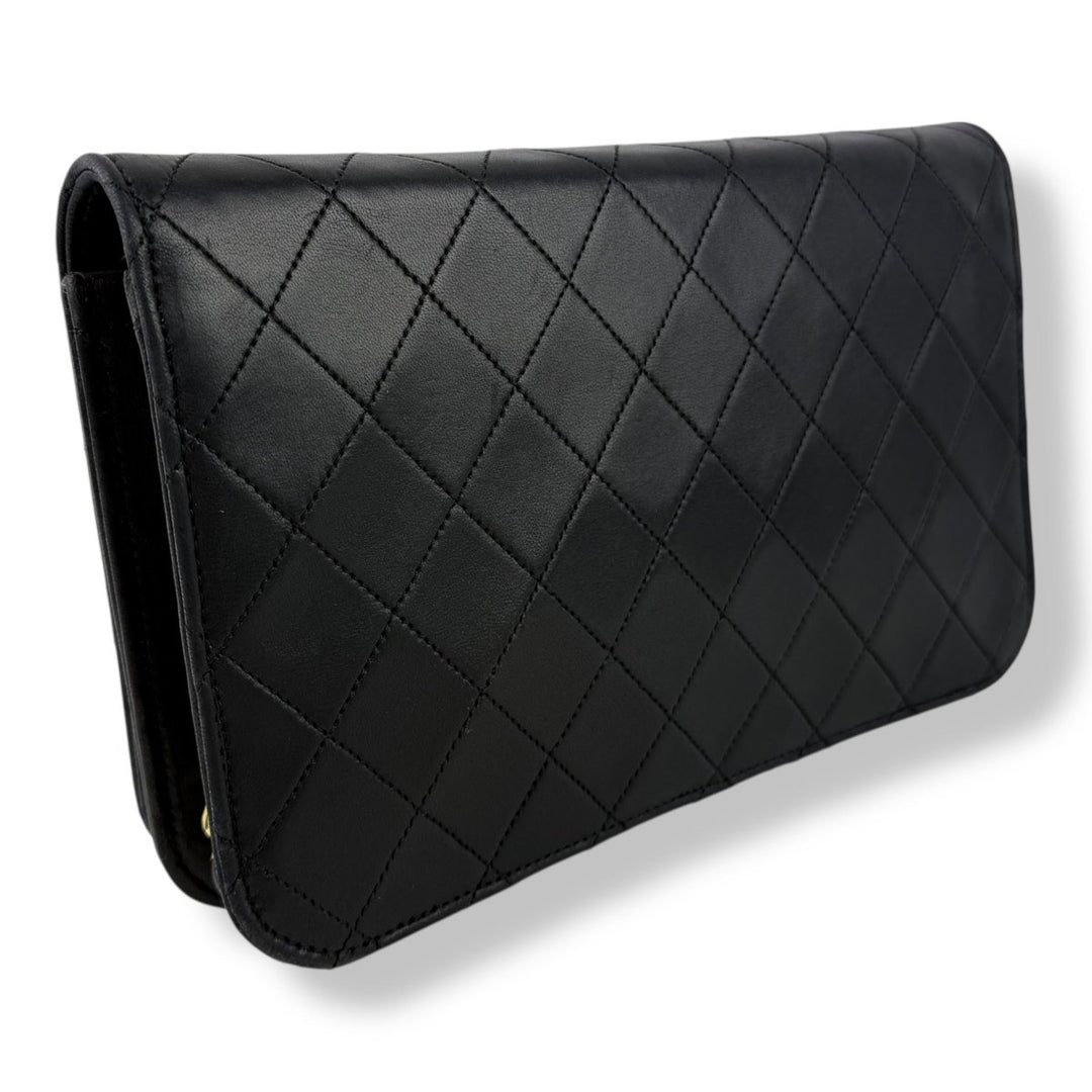 Chanel CC Black Push Lock Single Flap Vintage Shoulder Handbag - Lux Central