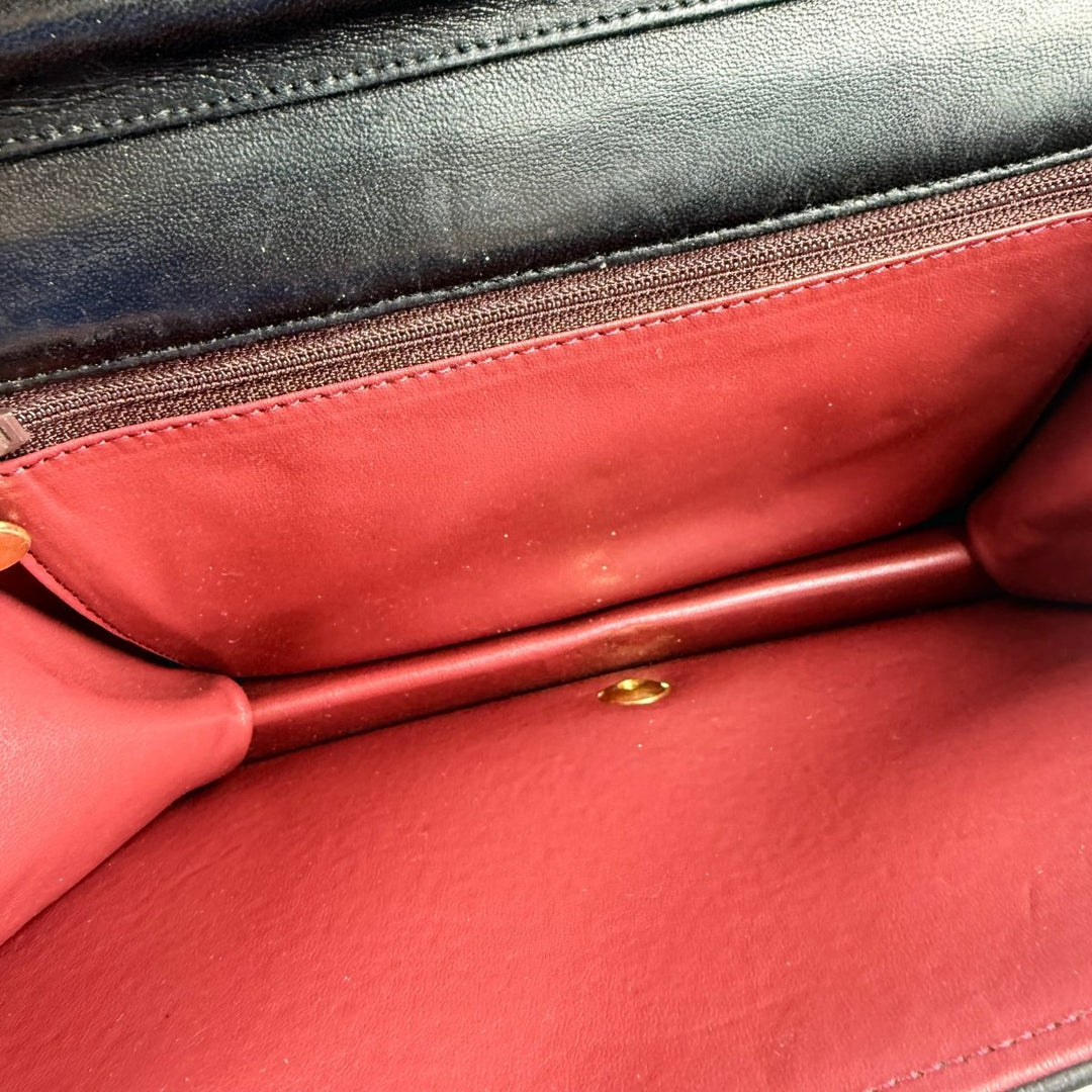 Chanel CC Black Push Lock Single Flap Vintage Shoulder Handbag - Lux Central