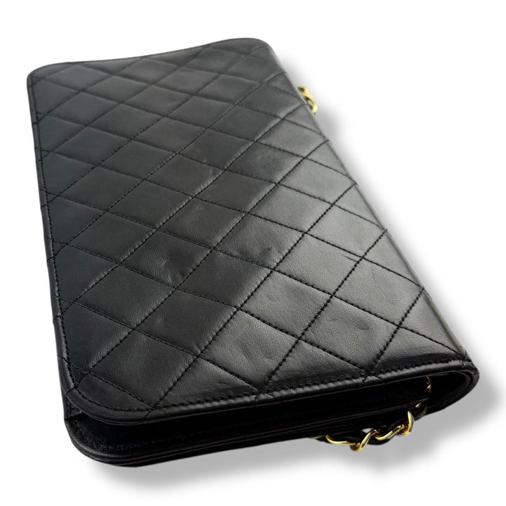 Chanel CC Black Push Lock Single Flap Vintage Shoulder Handbag - Lux Central