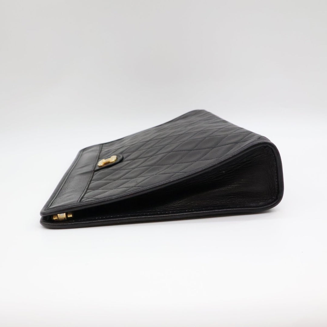 Chanel CC Black Quilted Lambskin Vintage Clutch Bag - Lux Central