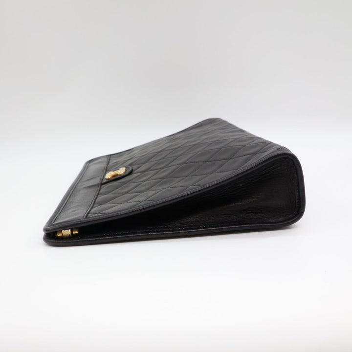 Chanel CC Black Quilted Lambskin Vintage Clutch Bag - Lux Central