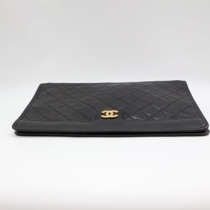 Chanel CC Black Quilted Lambskin Vintage Clutch Bag - Lux Central