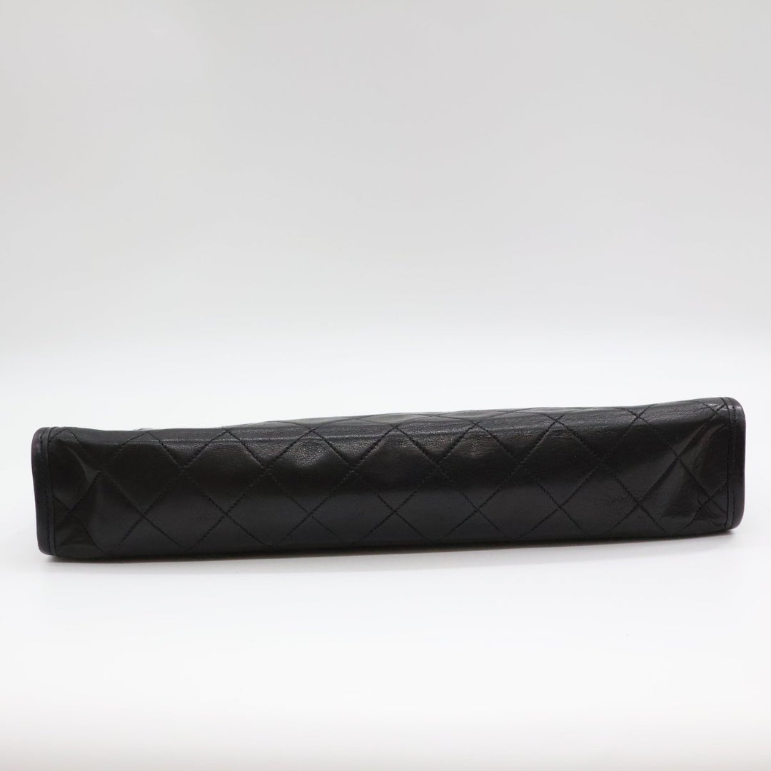 Chanel CC Black Quilted Lambskin Vintage Clutch Bag - Lux Central
