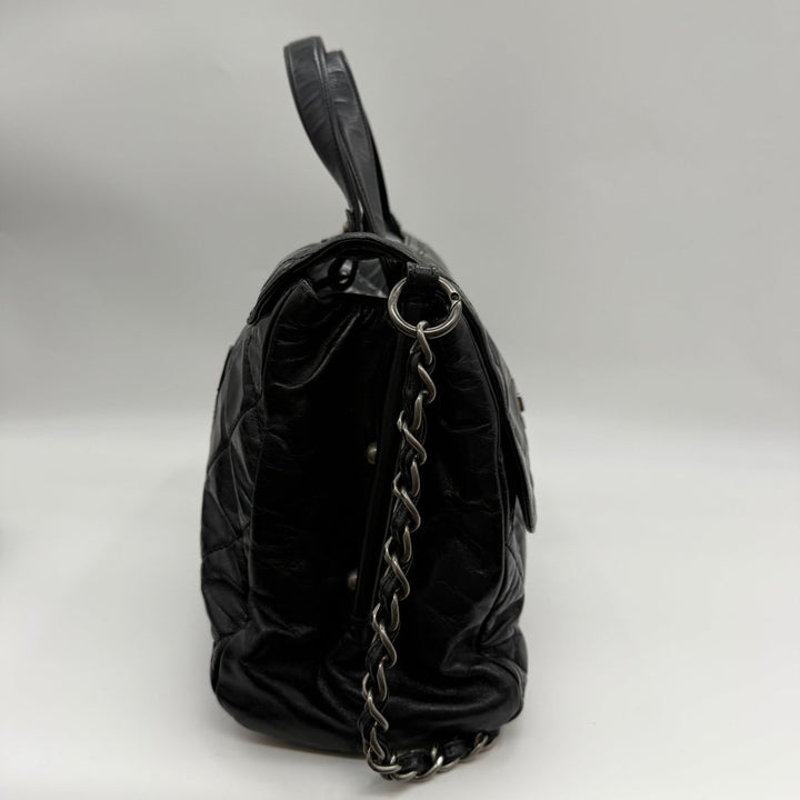 Chanel CC Boy Black Lambskin Satchel Handbag - Lux Central