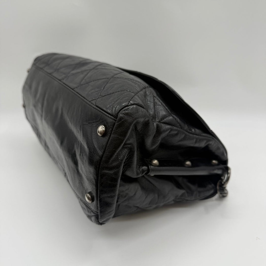 Chanel CC Boy Black Lambskin Satchel Handbag - Lux Central