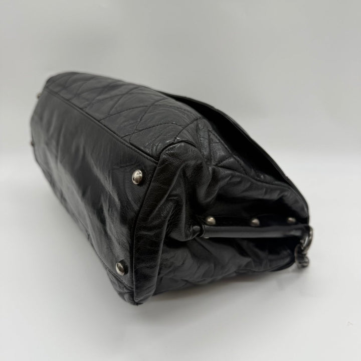 Chanel CC Boy Black Lambskin Satchel Handbag - Lux Central