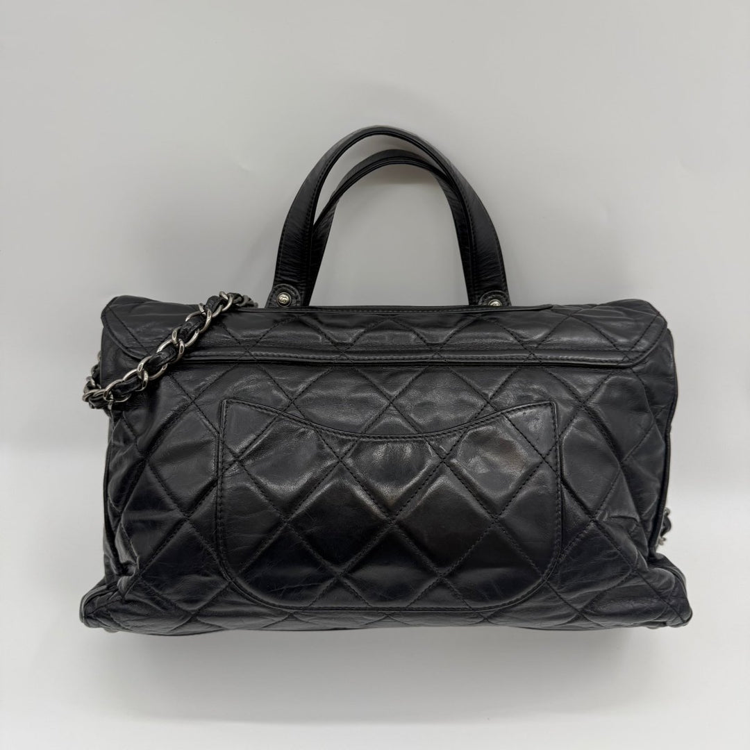 Chanel CC Boy Black Lambskin Satchel Handbag - Lux Central