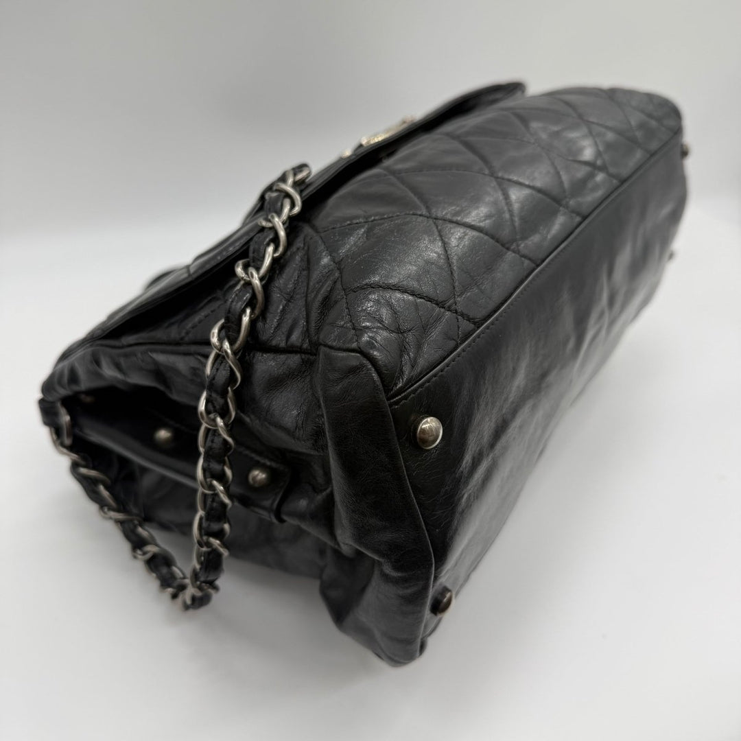 Chanel CC Boy Black Lambskin Satchel Handbag - Lux Central