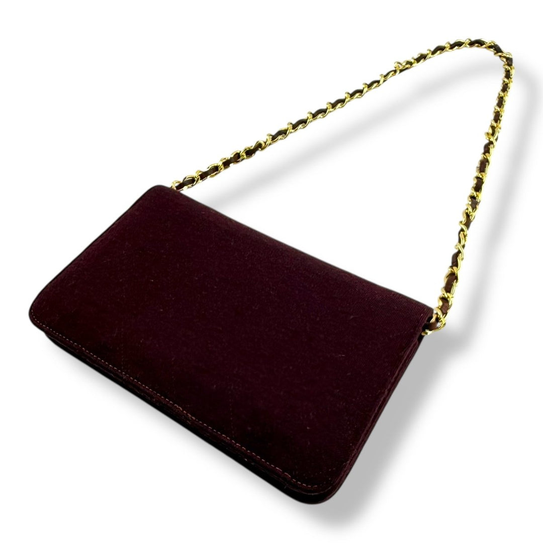 Chanel CC Burgundy Push Lock Single Flap Shoulder Handbag - Lux Central