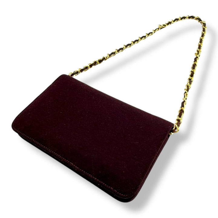 Chanel CC Burgundy Push Lock Single Flap Shoulder Handbag - Lux Central