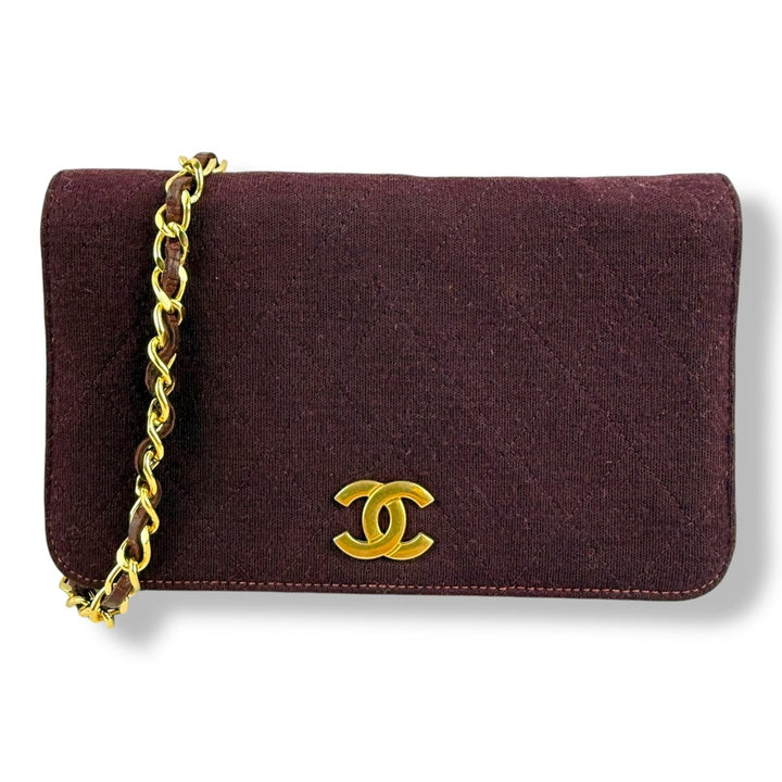 Chanel CC Burgundy Push Lock Single Flap Shoulder Handbag - Lux Central