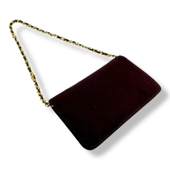 Chanel CC Burgundy Push Lock Single Flap Shoulder Handbag - Lux Central