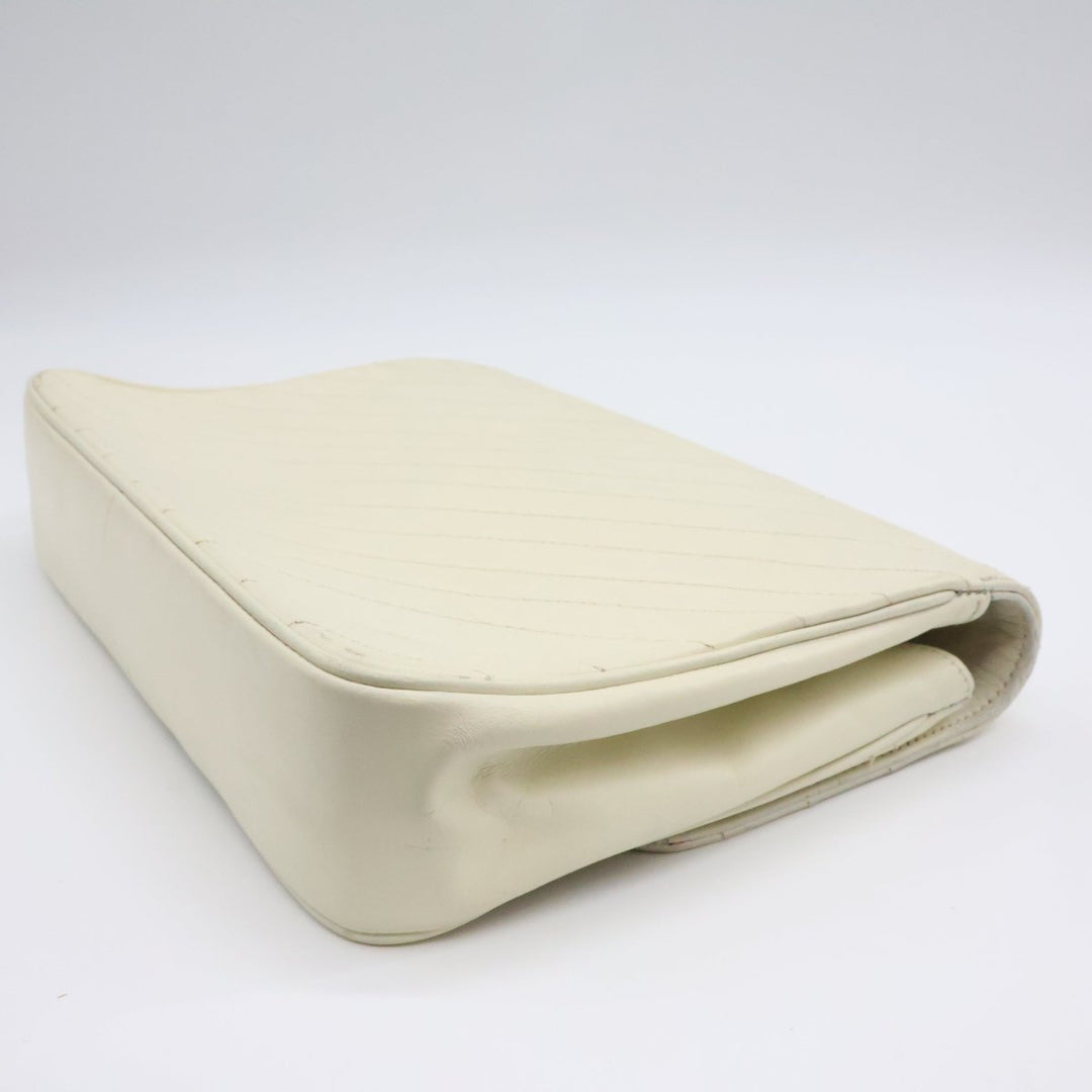 Chanel CC Cream Push Lock Single Flap Vintage Shoulder Handbag - Lux Central