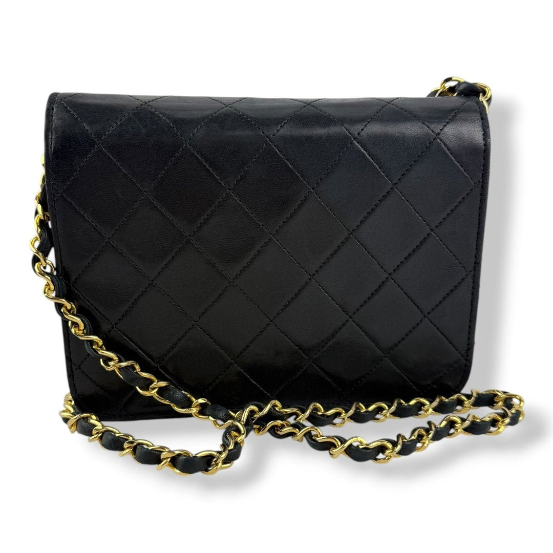 CHANEL CC Logo Matelasse Black Leather Single Flap Chain Shoulder Handbag - Lux Central