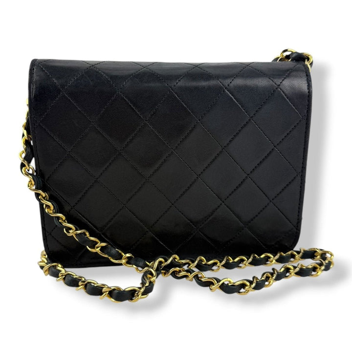 CHANEL CC Logo Matelasse Black Leather Single Flap Chain Shoulder Handbag - Lux Central