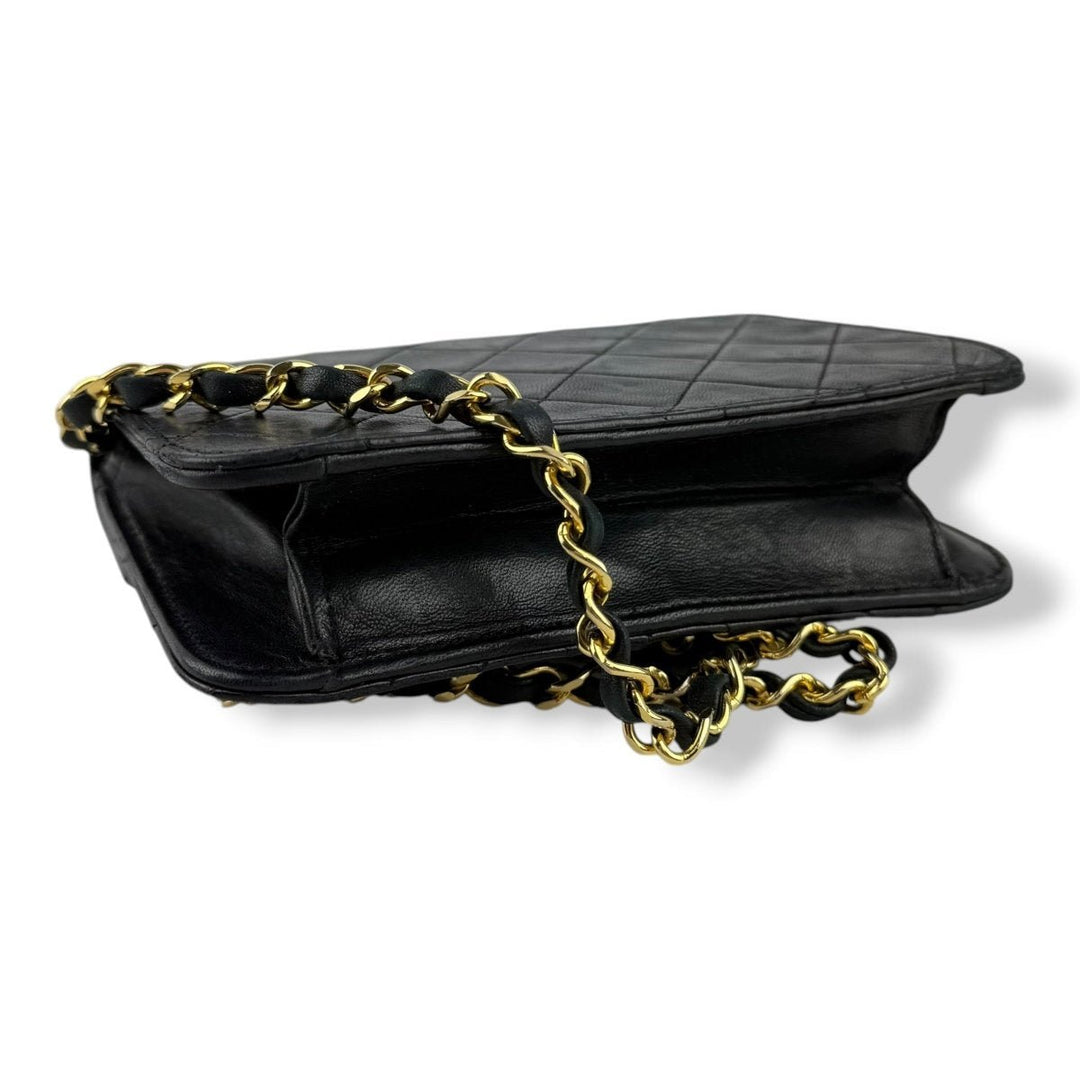 CHANEL CC Logo Matelasse Black Leather Single Flap Chain Shoulder Handbag - Lux Central