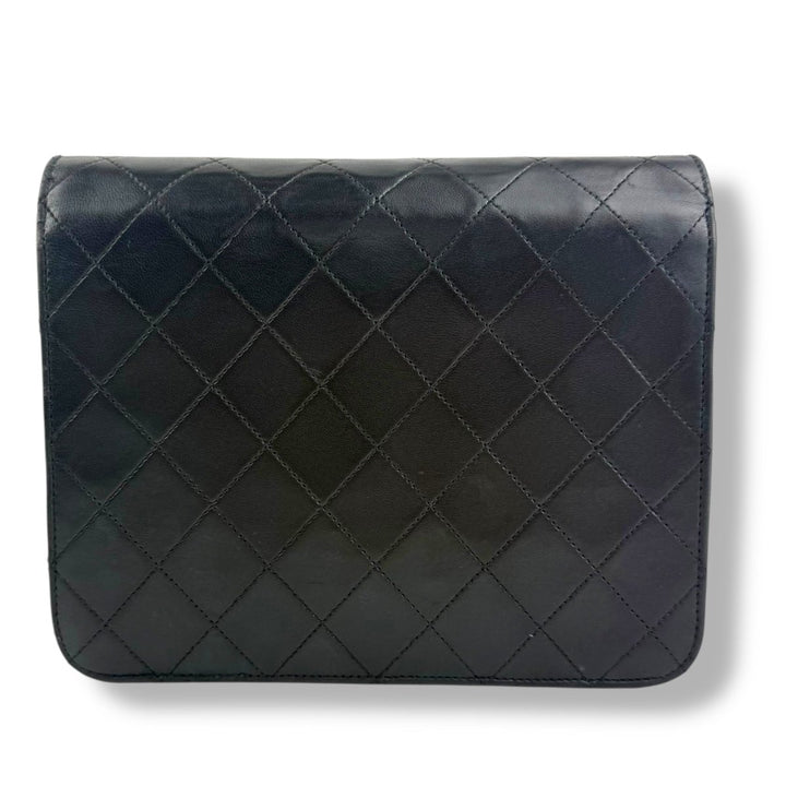 CHANEL CC Logo Matelasse Black Leather Single Flap Chain Shoulder Handbag - Lux Central