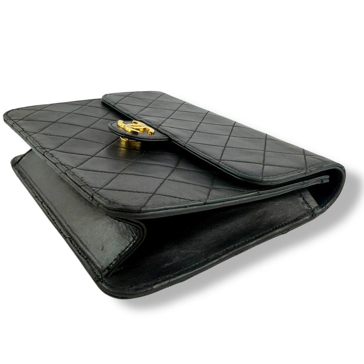 CHANEL CC Logo Matelasse Black Leather Single Flap Chain Shoulder Handbag - Lux Central