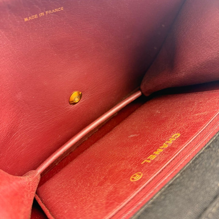 CHANEL CC Logo Quilted Cotton Black Single Flap Chain Shoulder Handbag - Lux Central