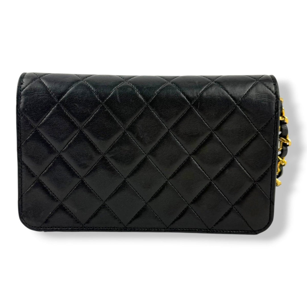 Chanel CC Mini Black Push Lock Single Flap Lambskin Shoulder Handbag - Lux Central