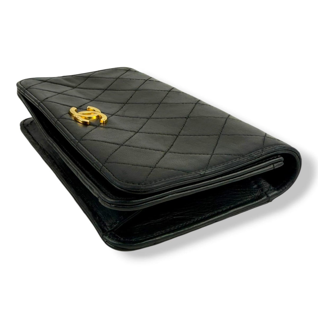 Chanel CC Mini Black Push Lock Single Flap Lambskin Shoulder Handbag - Lux Central
