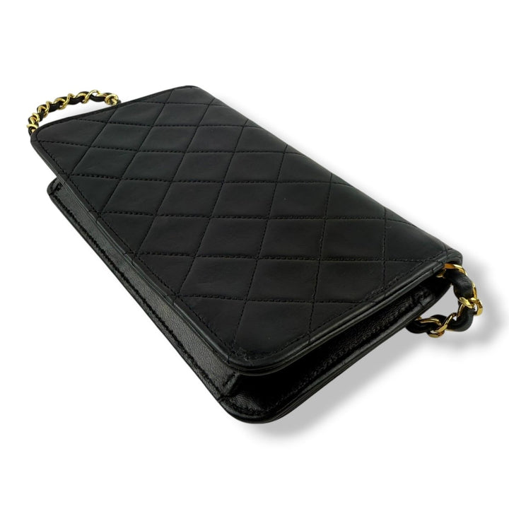 Chanel CC Mini Black Push Lock Single Flap Lambskin Shoulder Handbag - Lux Central